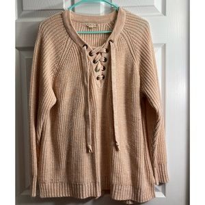 EUC It’s our time-lace up sweater light pink 1X